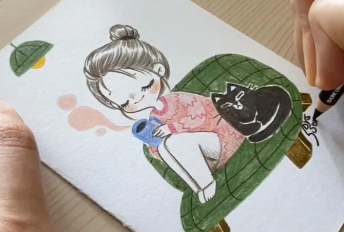 美女插畫師的Q版彩鉛畫，治愈系畫風讓10萬人愛上手繪